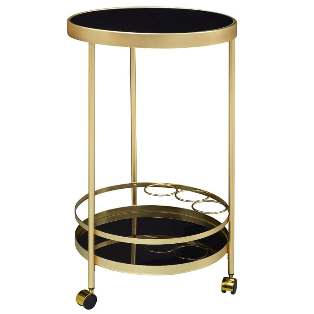 Bruxxi Servírovací stolík Helm, 76 cm, zlatá/čierna